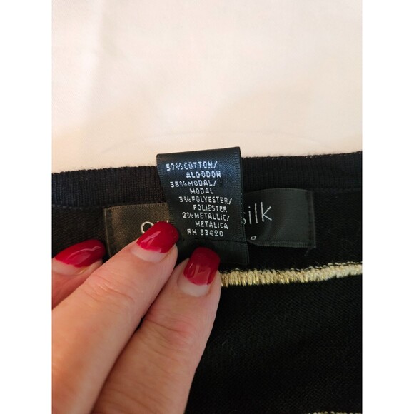 August Silk Black And Gold Striped Cardigan Size XL - Picture 6 of 7
